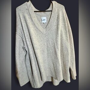 Aerie Oversized V-Neck Sweater in Cream